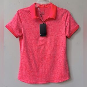 Under Armour Short Sleeve Polo Shirt Womens Small Pink Zinger Jacquard Zip NWT‎